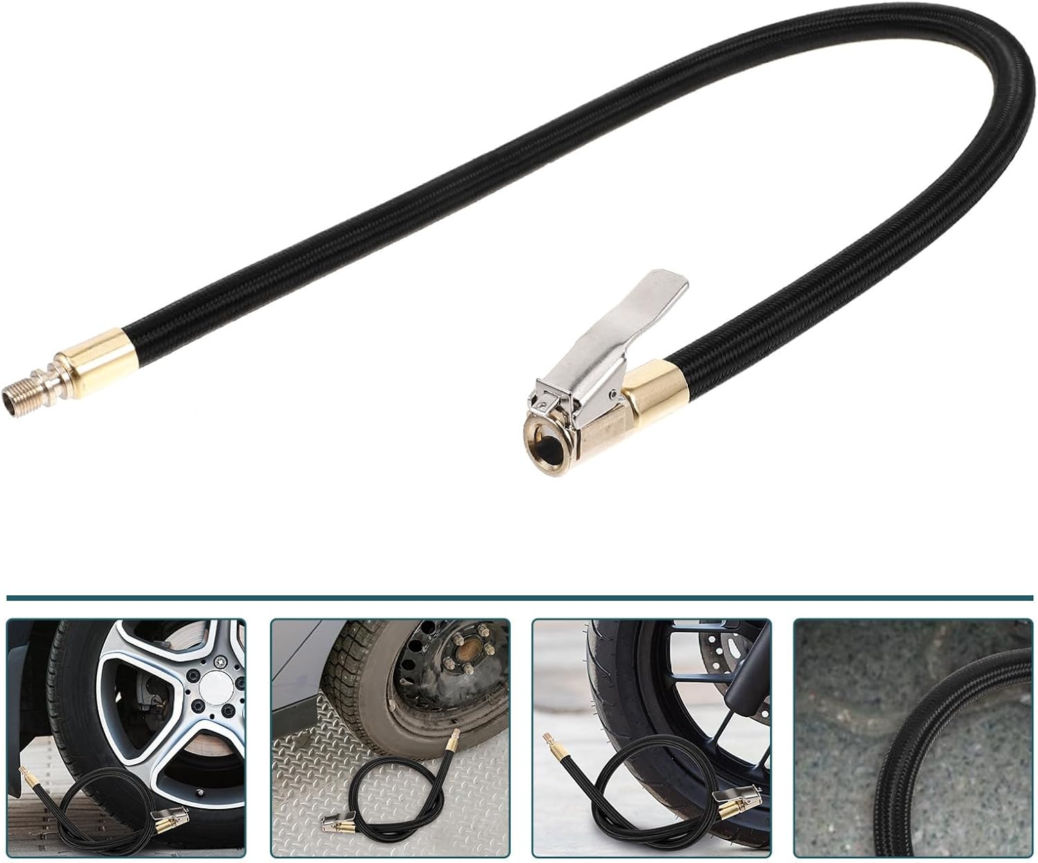 Toddmomy Air Pump Extension Hose Adapter for Car Tire Inflator with Copper and Rubber Material, Provides Additional Length and Easy Attachment, for Tire Pump Accessories