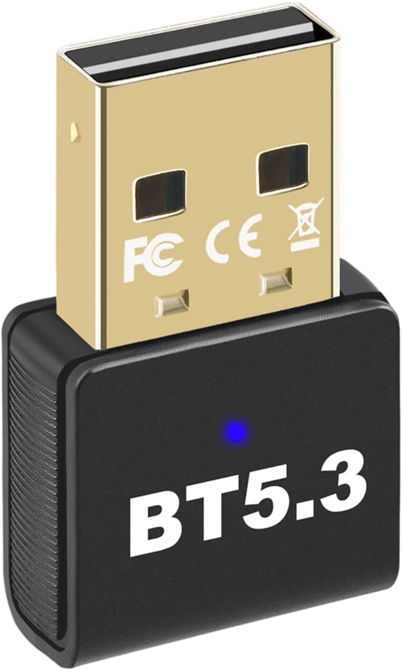Latest Bluetooth 5.3 USB Adapter for PC Desktop, Wireless Transmitter Dongle for Windows 11/10/8.1/7 Computer Laptop, Plug & Play, Pair w/Bluetooth Headset Speaker Keyboard Mouse Printers