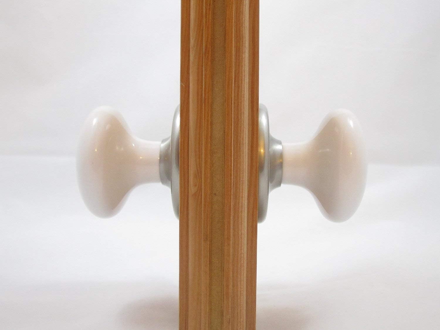 Porcelain Ceramic with Brushed Nickel hardware Door Knob Set with many Exclusive Features. Wonderful Premium Set, Engineered to fit all Modern pre-drilled Doors right out of the package (Passage)