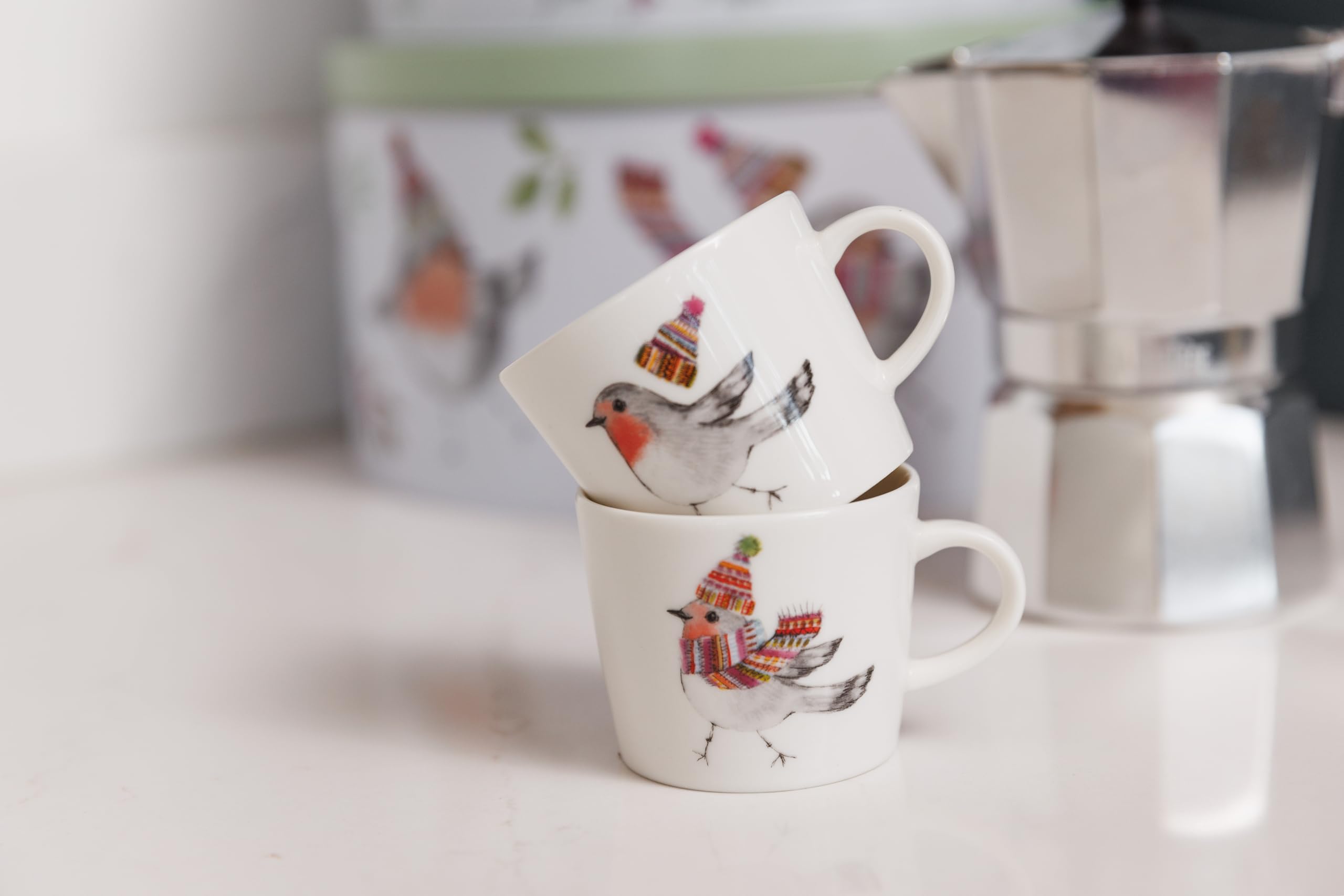 Mikasa Tipperlyhill Robin Filiżanki do espresso, 90 ml, z eleganckiej porcelany, zestaw lub 2 szt., w pudełku prezentowym