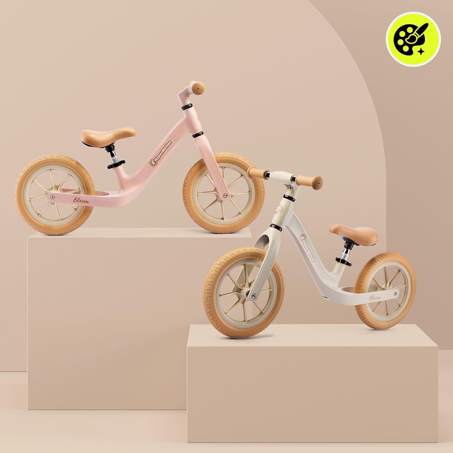 HyperMotion Bloom Rowerek Biegowy 12 Cali dla Dzieci – Lekki Rower Bez Pedałów z Ramą Magnezową, Regulowane Siodełko, Pudrowy Róż