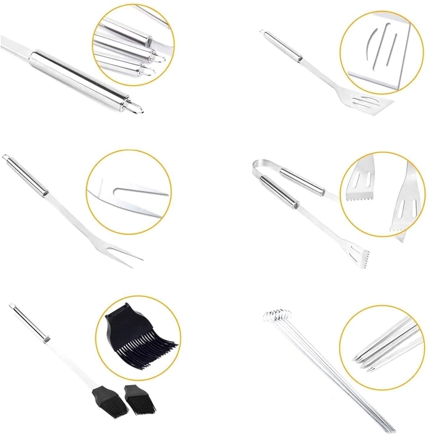 Kit di Accessori per grigliate da 20 Pezzi, Set di Utensili per Barbecue in Acciaio Inossidabile con Borsa per Il Trasporto, per Campeggio all'aperto, Utensili