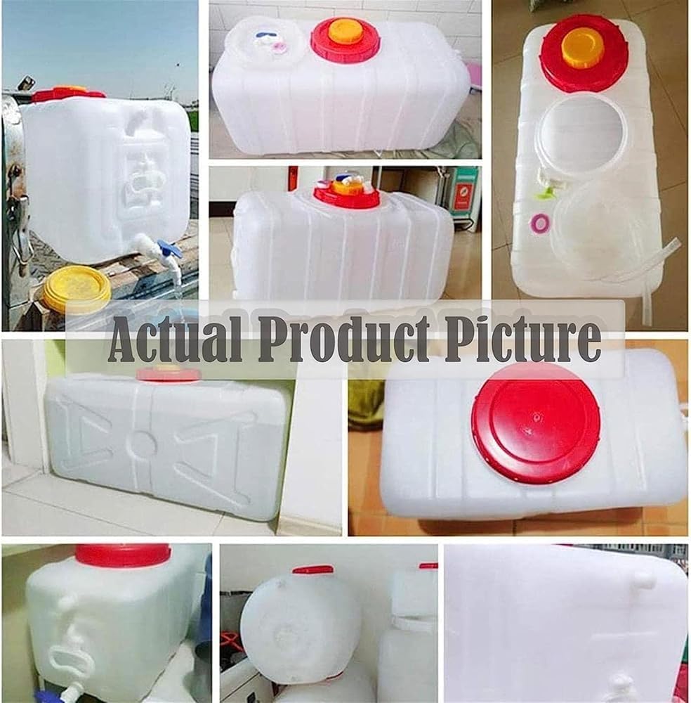 Water Tank Portable Horizontal Water Storage Container Rain Barrels to Collect Rainwater Tank Emergency Water Barrel Container with Tap White