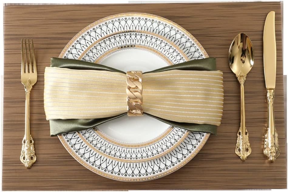 9 Pcs/Set Leather Placemats Tableware Mat Western Table Pads Bowl Pad for Home Kitchen Accessories Cutlery Set(E)