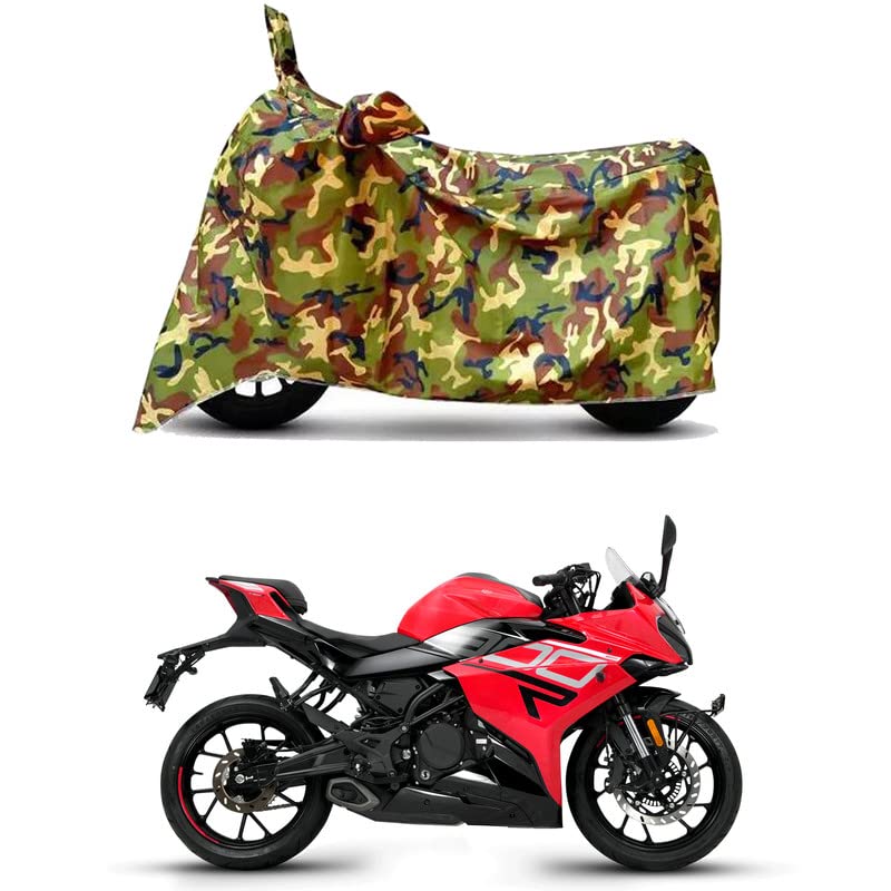 Image of Waterproof 100% PVC Coated Full Bike Scooty Two Wheeler Body Cover Compatible for Keeway K300 R /UV-Rays /Heat Protection /Birds Dropping /Scratchproof /Dust Proof /All Varient[6X6 Jungle Print]