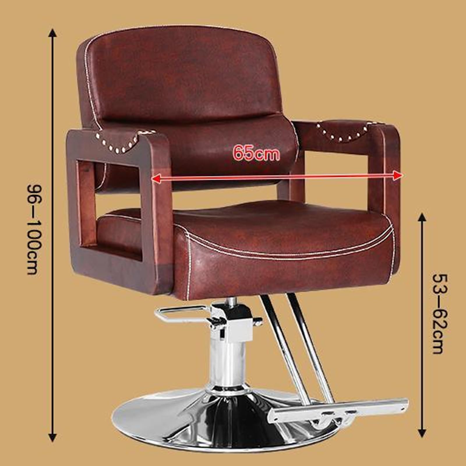 Sillas de barbero, Silla de salón Resistente para estilistas - Silla de barbero Ajustable de Cuero sintético con reposabrazos de Madera Maciza para barbería y SPA - Cómoda Silla de Estilista