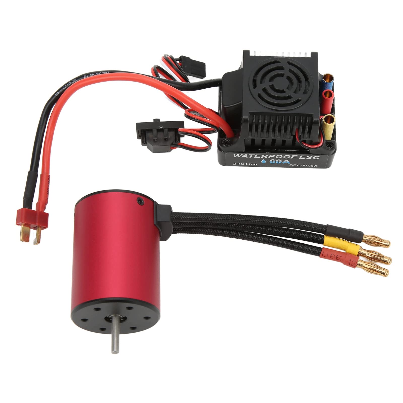 Silnik Bezszczotkowy z 60A ESC do Samochodów RC w Skali 1/10 | Wysoki moment obrotowy, wodoodporne, aluminiowe i miedziane materiały, odpowiednie do wyścigów