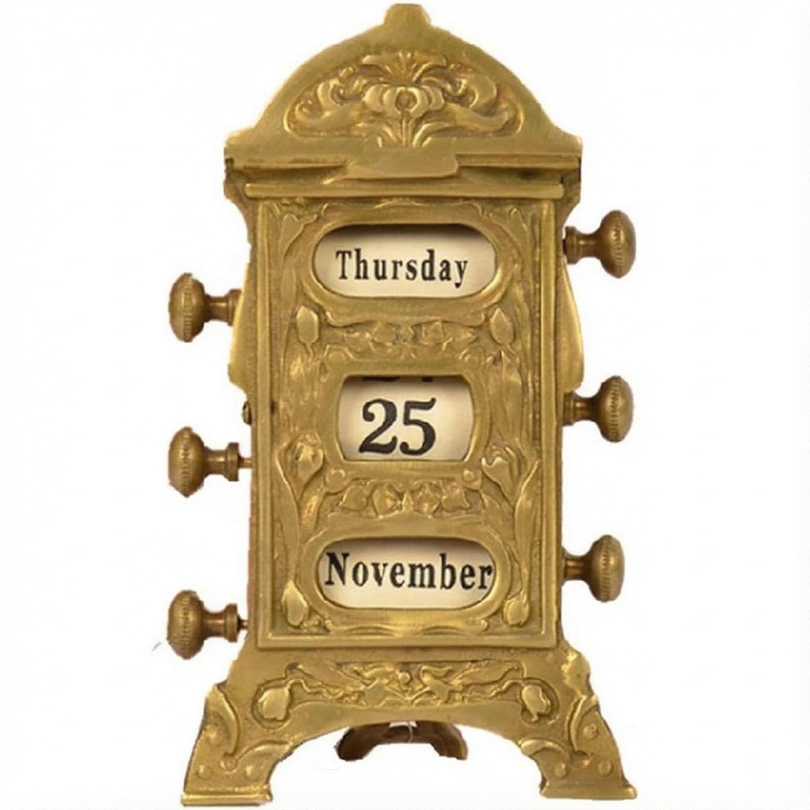 Calendrier De Bureau Mécanique en Laiton Vintage, Décoration Intérieure Créative en Cuivre Pur, Jour, Date Et Mois Réglables, Style Nordique, pour Le Bureau Et La Maison