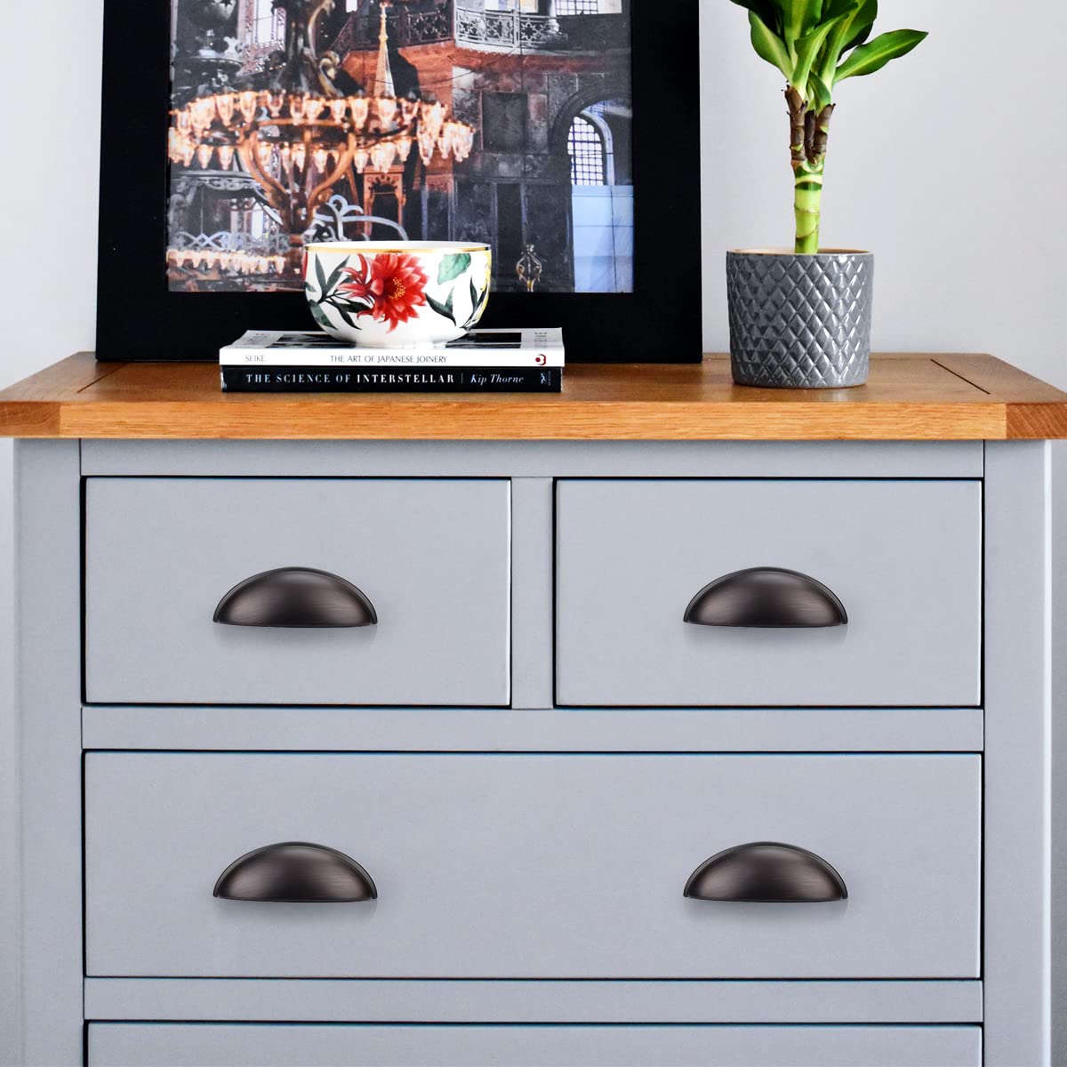 Probrico Lot de 10 poignées d'armoire en bronze huilé pour poubelle, tiroir, trou de 7,6 cm, quincaillerie d'armoire de cuisine