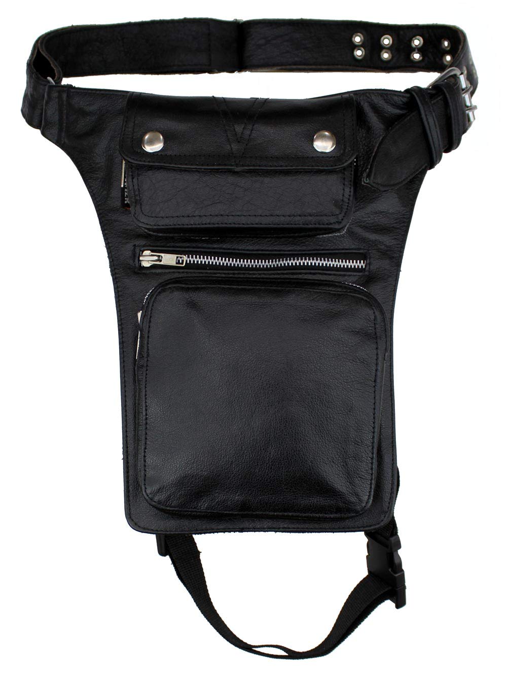 Motorrad Beintasche, Echtes Leder Beintasche, Biker Hüftetasche für Damen und Herren, Sport Taktisch Beintasche, Gürteltasche Werkzeugtasche für Bein, Motorrad Wandern Outdoor Schwarz