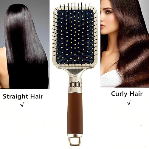 Miniatura 7 de Fshion - Cepillo de masaje hecho a mano con cojín de aire de cristal champán, cepillo de pelo brillante de alta calidad, peine de pelo desenredante