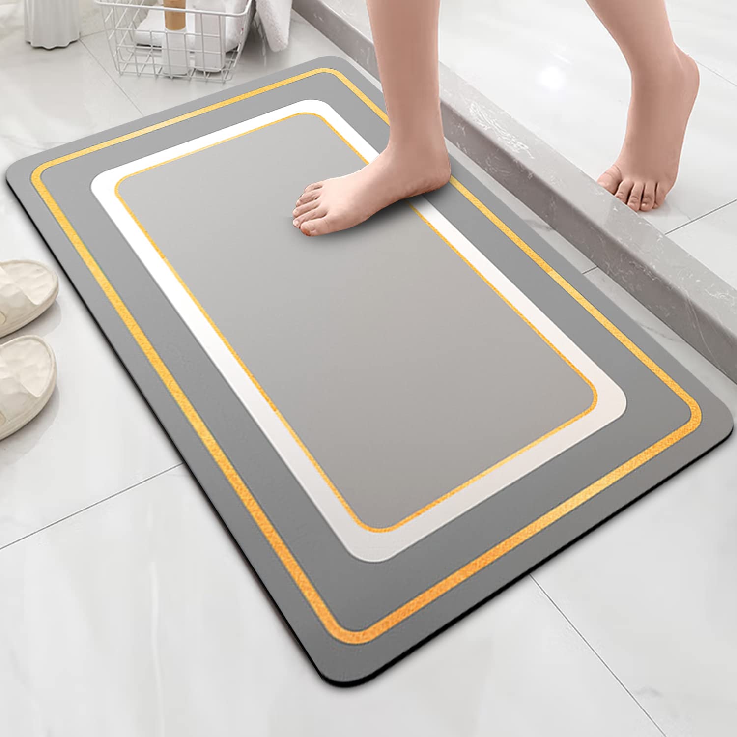 Amazon 40x60cm 珪藻土バスマット　お風呂マット MUTAO | 吸水力 おしゃれ ソフトお風呂マット 珪藻土バスマット MUTAO バス・洗面所用品