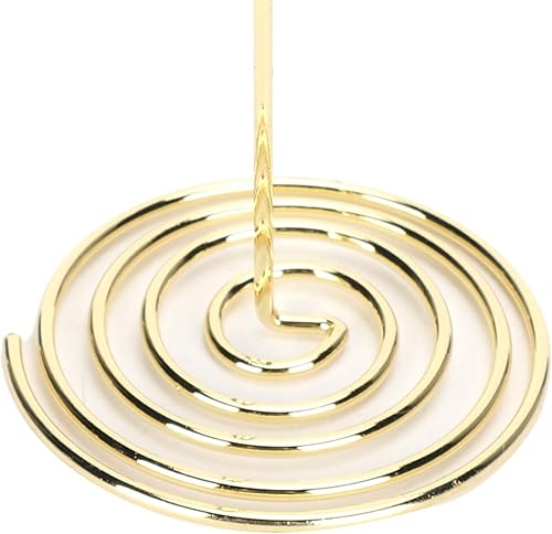 Miniatura 3 de Oumefar Soporte para tarjetas de visita de metal de escritorio con clip de mensaje, soporte para tarjetas de visita de metal, soporte dorado con