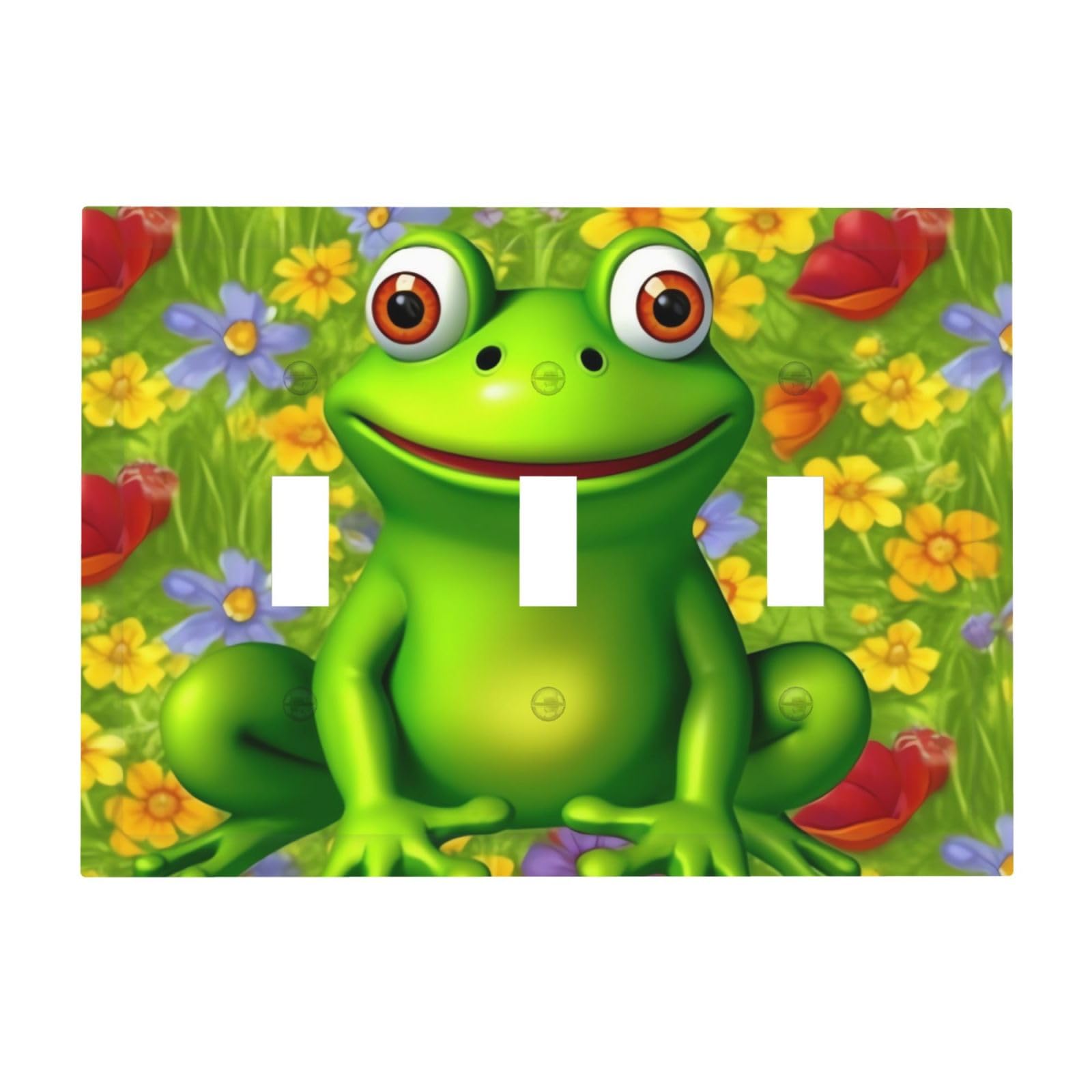 Kloph Frog Decorator Light Switch Covers Wall Plate 3-Gang Mid Size 6.7" X 4.8" Triple Toggle Switch Wallplate Decorative 3 Gang Wall Switch Plate Covers Polycarbonate Thermoplastic