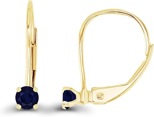 14k Gold Plated 925 Sterling Silver 3mm Round Hypoallergenic Genuine Birthstone Leverback Earrings