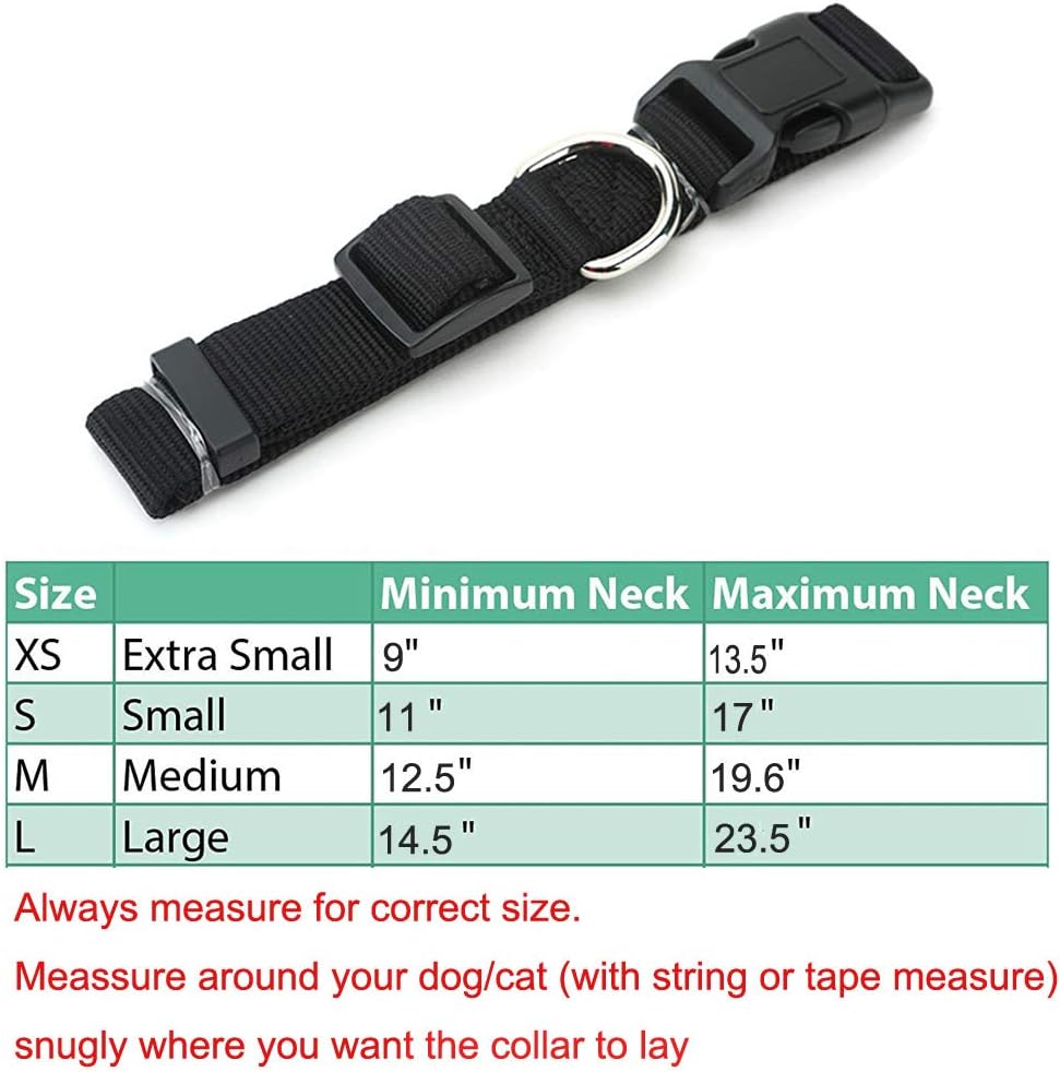 AEDILYS Adjustable Nylon Dog Collar Classic Solid Colors for Medium Sized Dogs Neck 12.5-19.6 inch