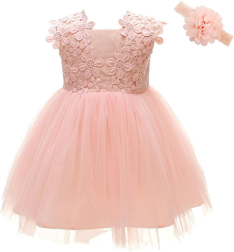 Meiqiduo Baby Girls Dress Christening Baptism Party Formal Dresses