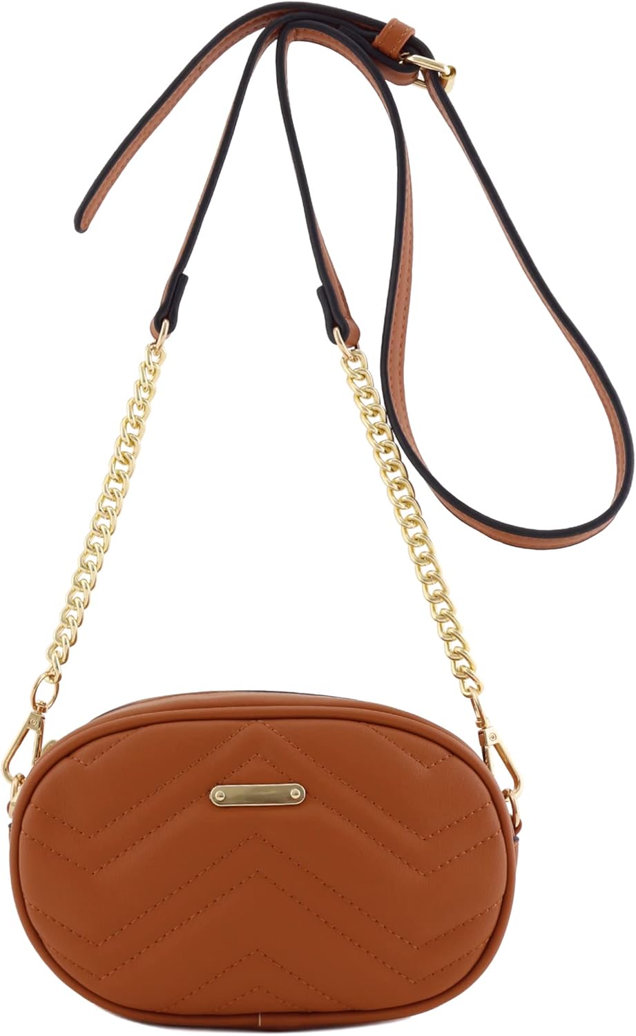 FashionPuzzle Quilted Small Versatile Purse Fanny Pack Waist Bag Crossbody (Tan) - Image 2