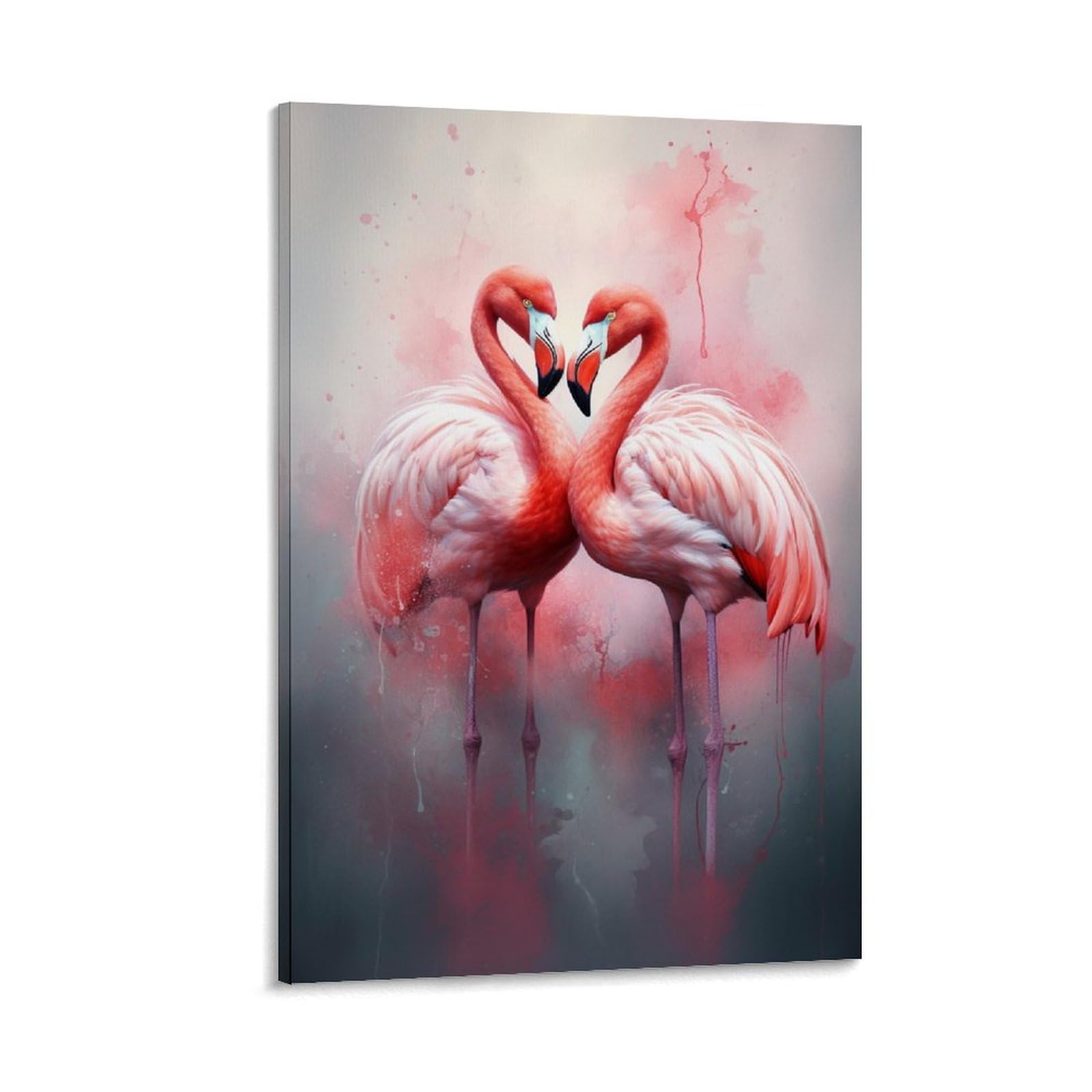 Gmukiffy Vintage Flamingo Painting On Canvas Wall Art Natural Pink Bird Modern Animal Stretched And Framed Canvas Prints Artwork For Home Decorations Ready To Hang Wall Decor 16X24inch(40X60cm)