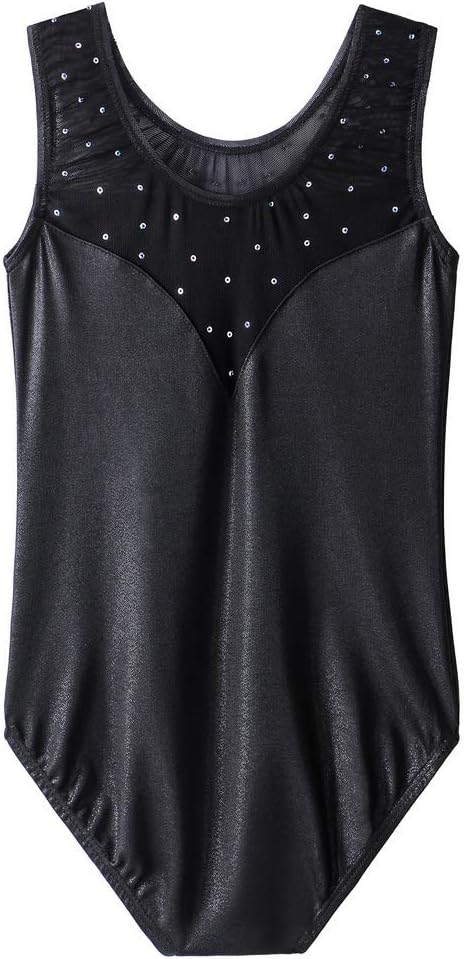 BAOHULU Gymnastics Leotards for Toddler Girls Kids Sparkle Sequins Mesh Top Dancewear Party Costumes - Image 2