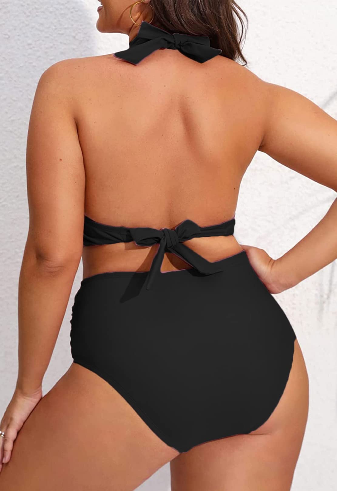 Yutdeng Mujer Bikini Talla Grande Push Up Halter Cuello V Vientre Plano Bañadores Dos Piezas Natacion Playa