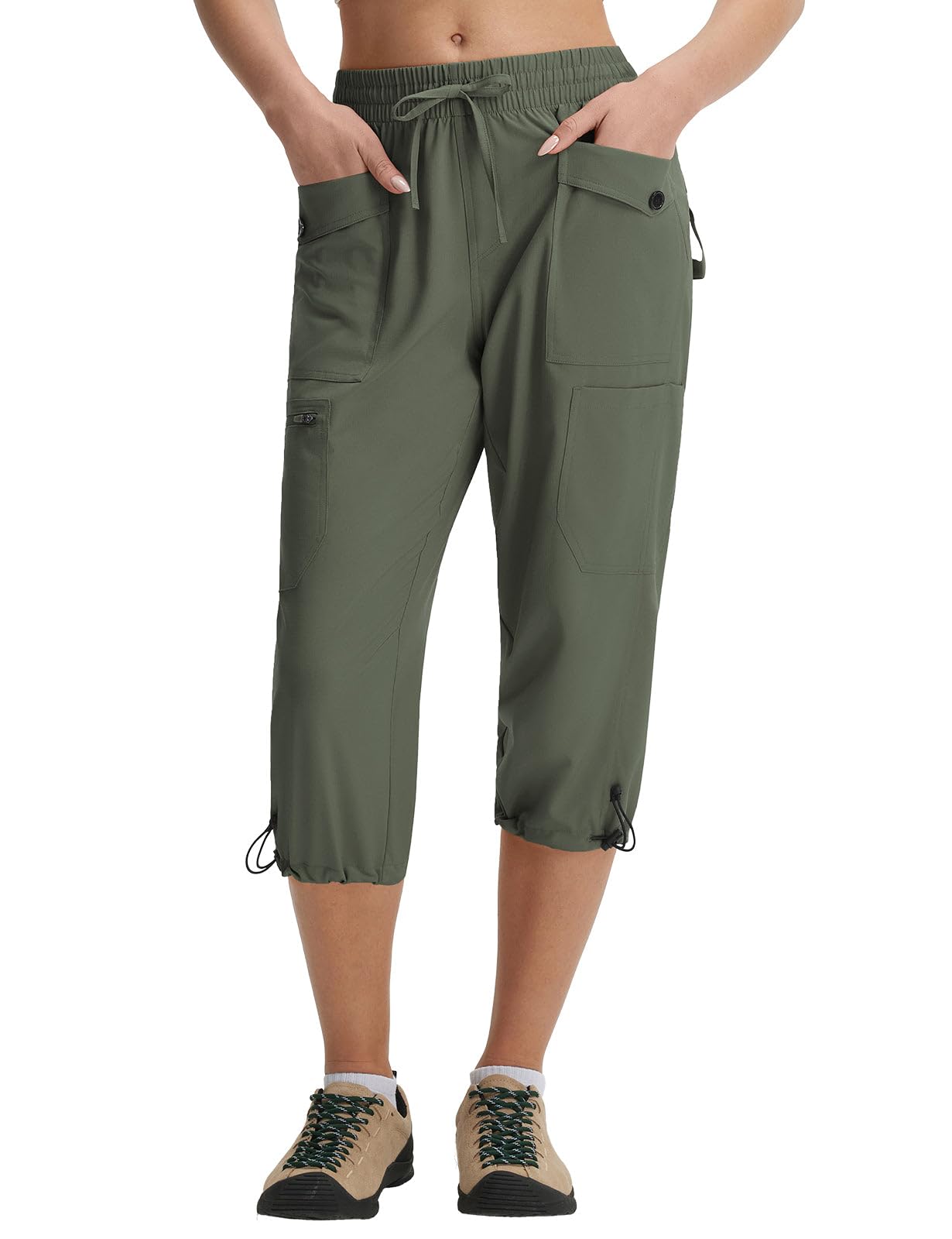 baleaf Damen Wanderhose Knielang UV Schutz Cargohose Outdoorhose Sommerhose