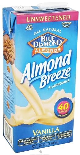 Blue Diamond Growers - Leche de almendras con brisa de almendras sin azúcar, vainilla - 32 onzas (paquete de 2)