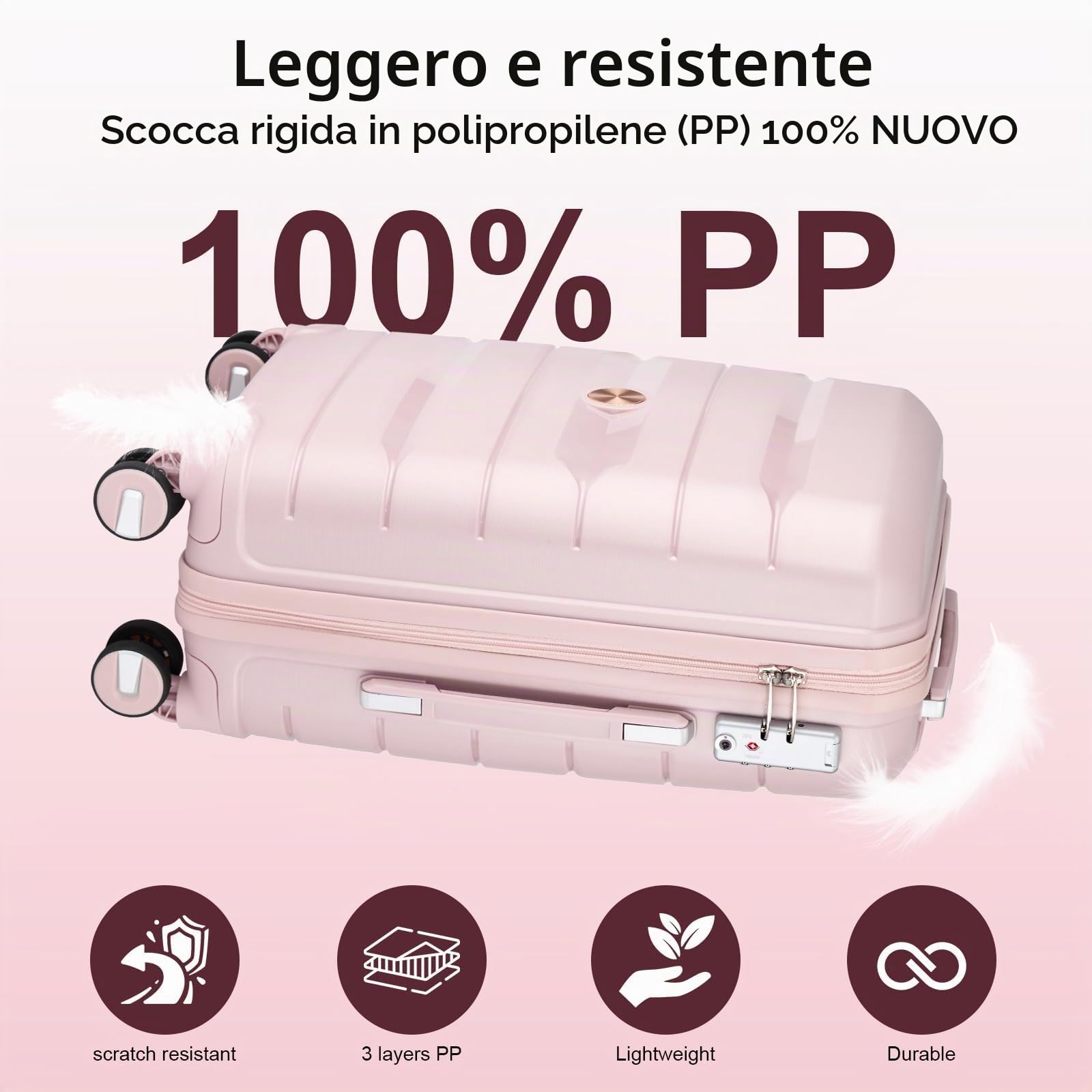 Sea choice Valigia da viaggio Espandibili Bagaglio a mano Cabina Trolley set di valigie trolley con 4 Doppie Ruote a 360° et Chiusura TSA, 55cm