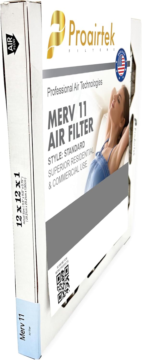 Proairtek AF12121M11SWH Model 12x12x1 Pack of 4 Air Filters, MERV 11; Ideal for Anyone Wanting Clean, Crisp Air in Their Home