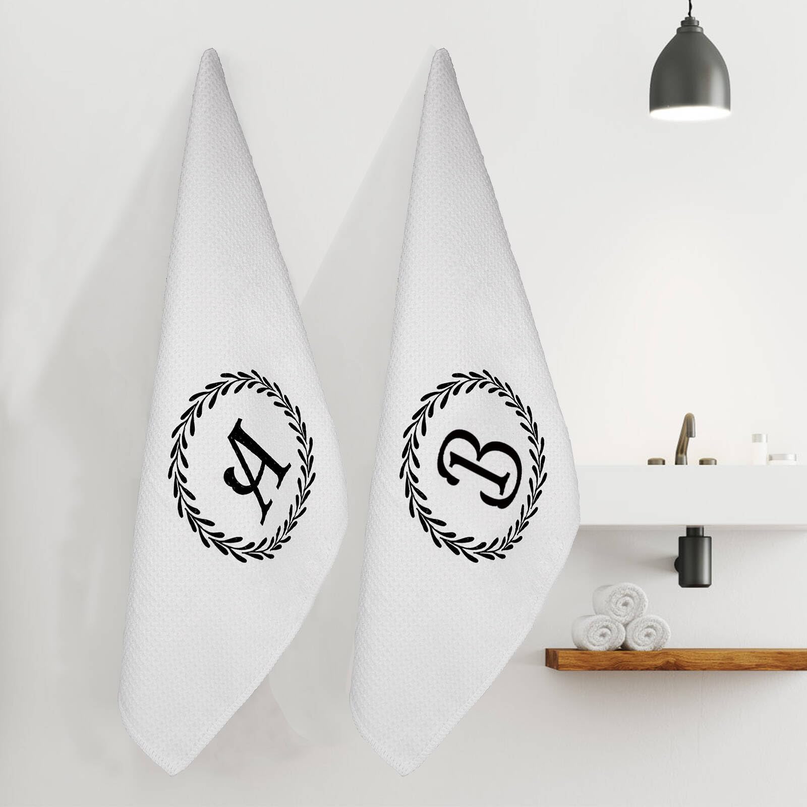 Z-synka Monogrammed Hand Towels Name Ini-tial Letter J Kitchen Towels,Personalized Gifts for Women Wife Mom,Monogram Dish Towel Decorative Tea Towel 17x23 Inch,for Kitchen Bathroom