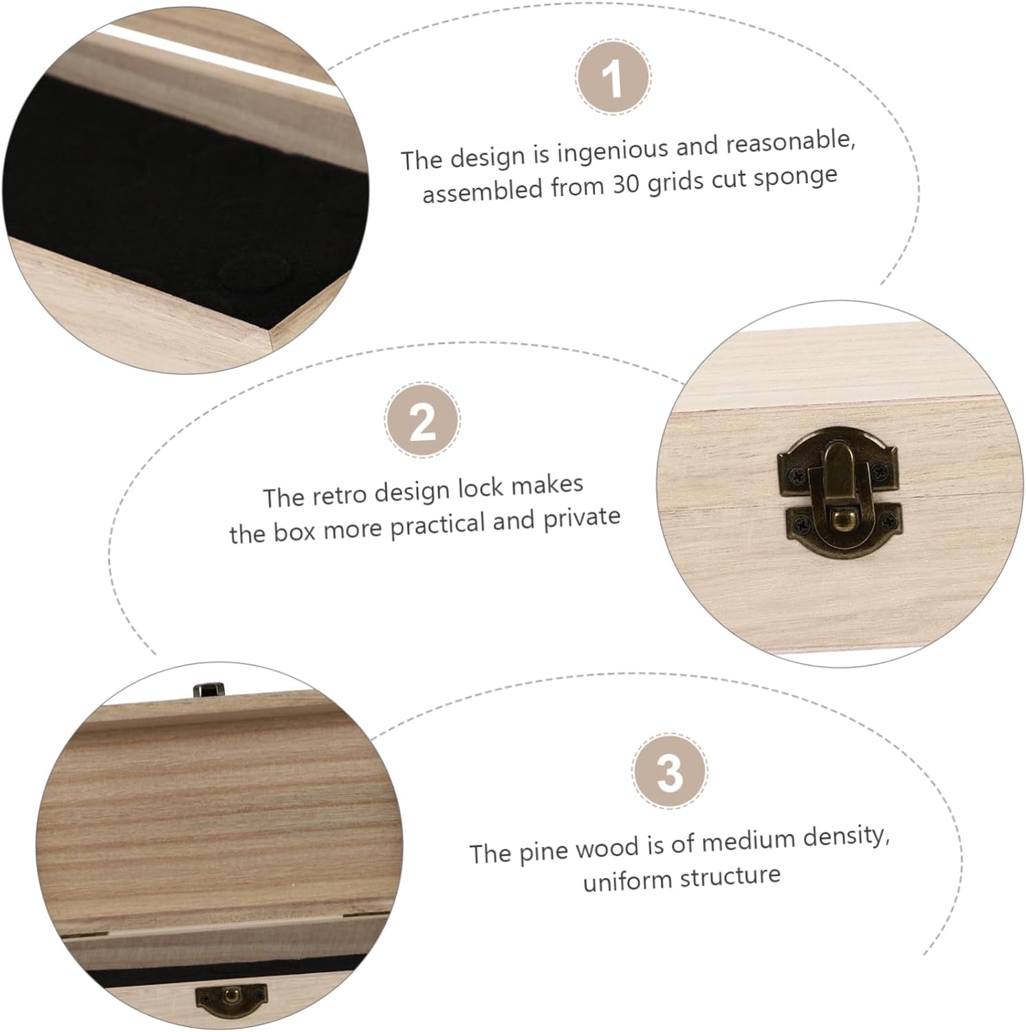 SaditY 1Pc Box essential oil bottle storage box plain jewelry holder stand jewelry organizer case bead storage organizer essential oil holder small stand pine wood decorative lock Simple
