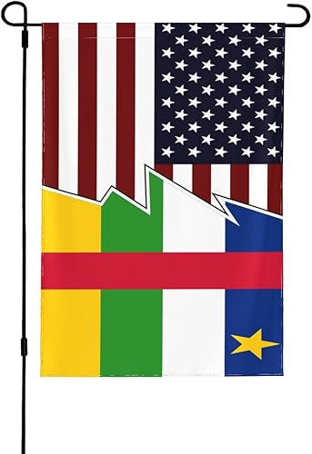 Torn Style American And The Central African Republic Flags Garden Flag 12.5"x18" Inch Double Sided Garden Flags Home Lawn Outdoor Decor Flags Party