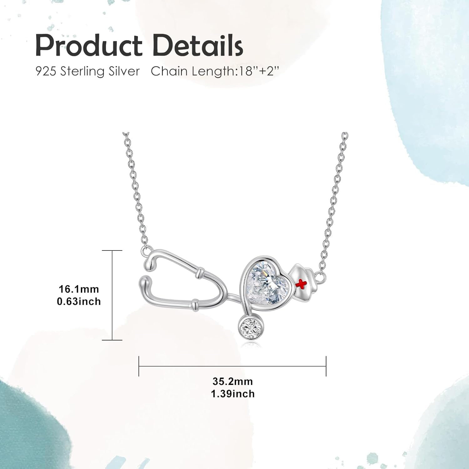 Stethoscope Cross/Rose Necklace 925 Sterling Silver Nurse Pendant Stethoscope Nursing Jewelry for Student RN Doctor Medical for Festival or Holiday - Image 6