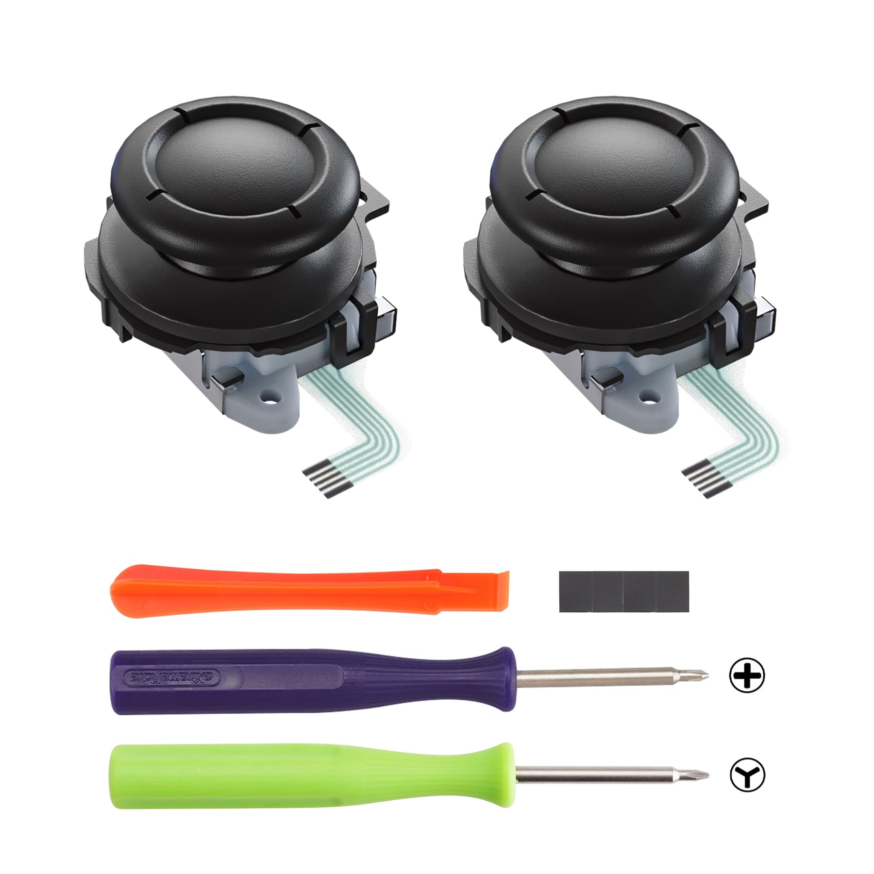 eXtremeRate Replacement 3D Joystick for Nintendo Switch 2 JoyCon, Controller Left Right Analog Stick Thumbsticks with Repair Tools for JoyCon 2, Multi-Colors - Black - 3