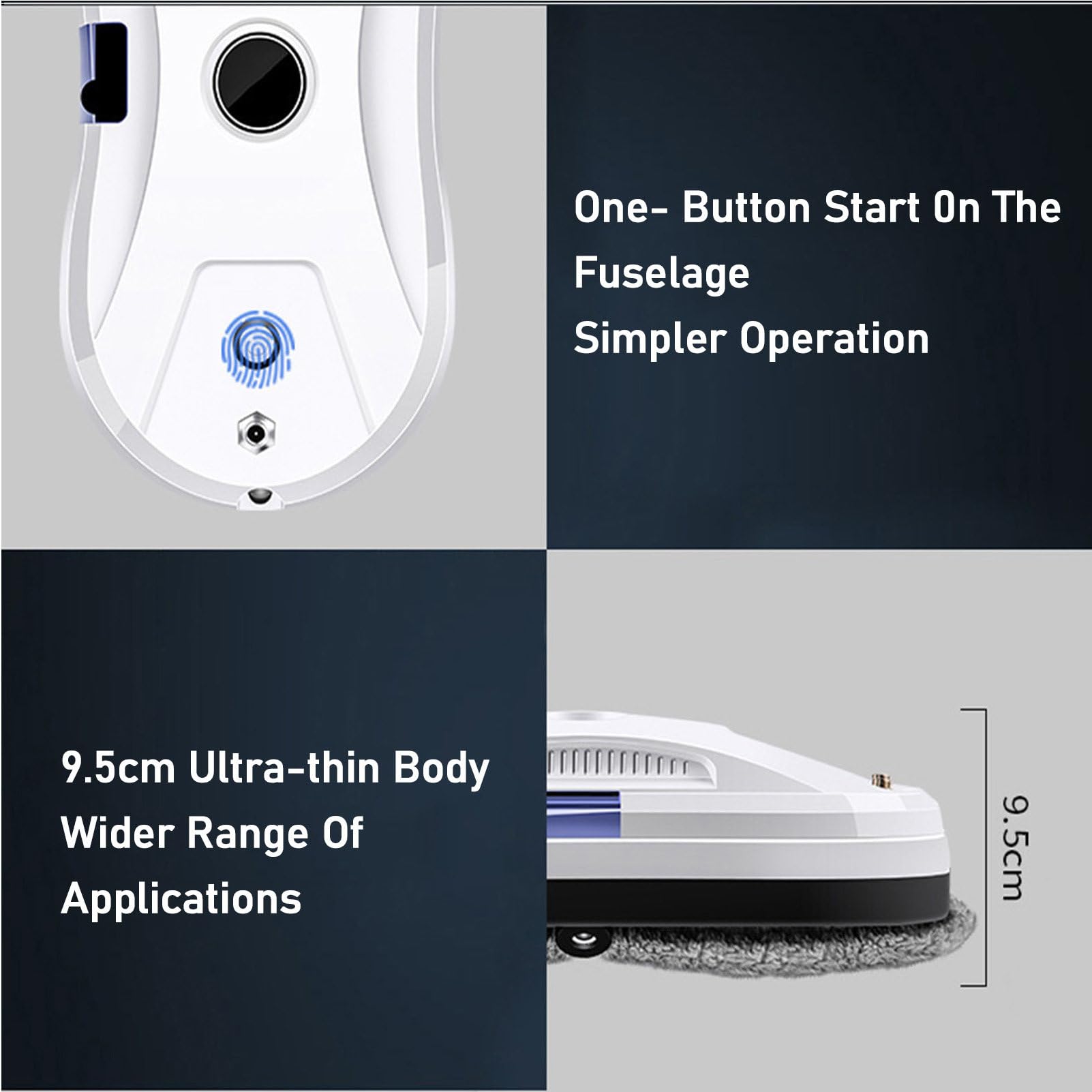 RayGenius Robot Pulitore per Finestre, Aspirapolvere Intelligente per Finestre con Spruzzo d'Acqua Automatico, Robot per La Pulizia dei Vetri per Finestre Interne/Esterne di Grattacieli