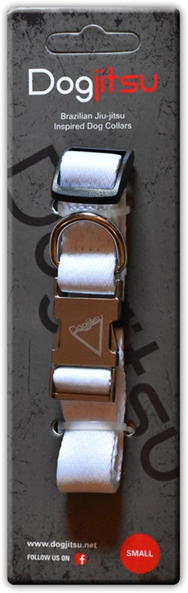 Dogjitsu Brazilian Jiu-jitsu Inspired Dog Collar (White Belt, Small (Width: 2cm; Adjustable Length: 26 - 42cm)