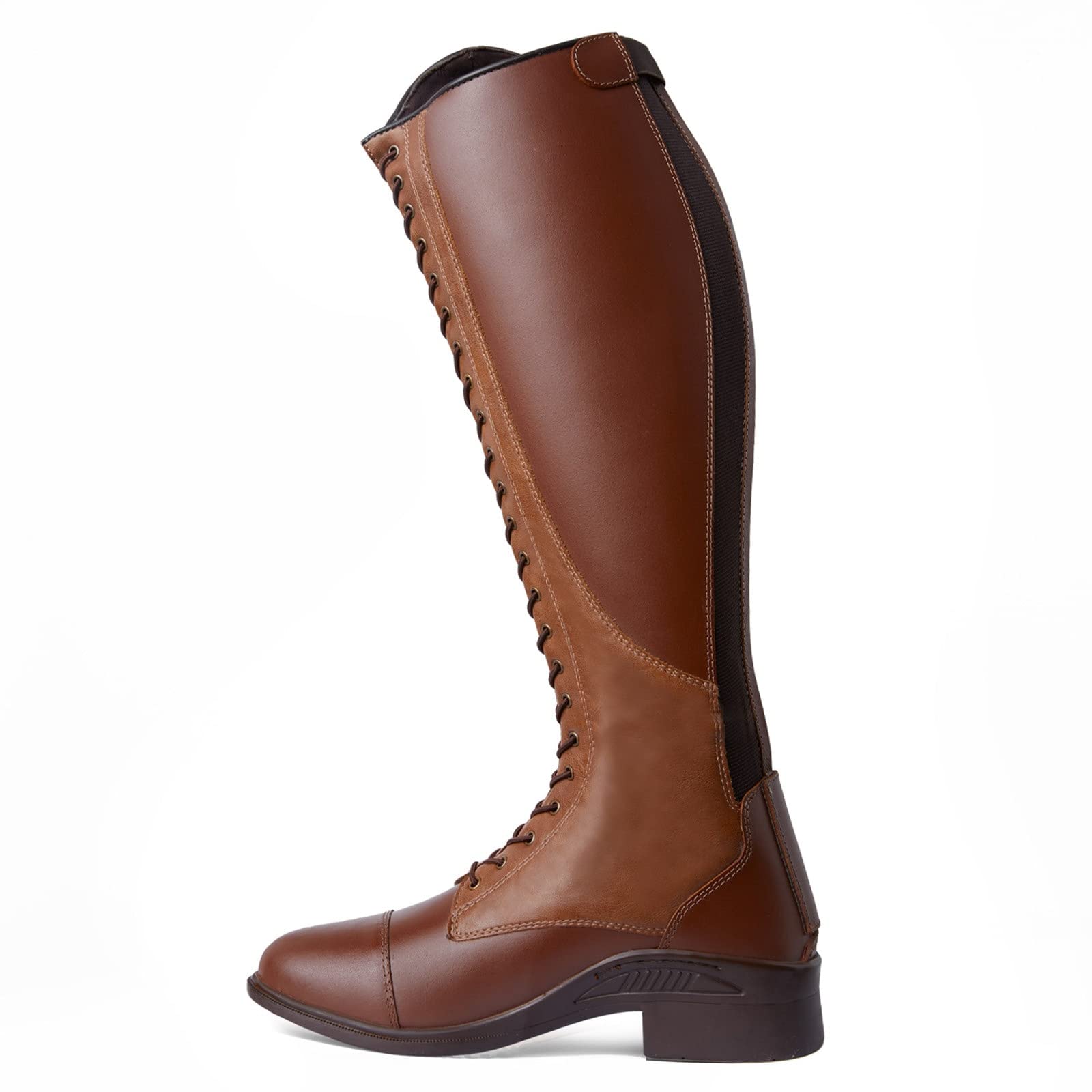 HORZE Botas de equitación para mujer con cordones, clásicas botas de equitación de piel con cordones delanteros y cremallera trasera