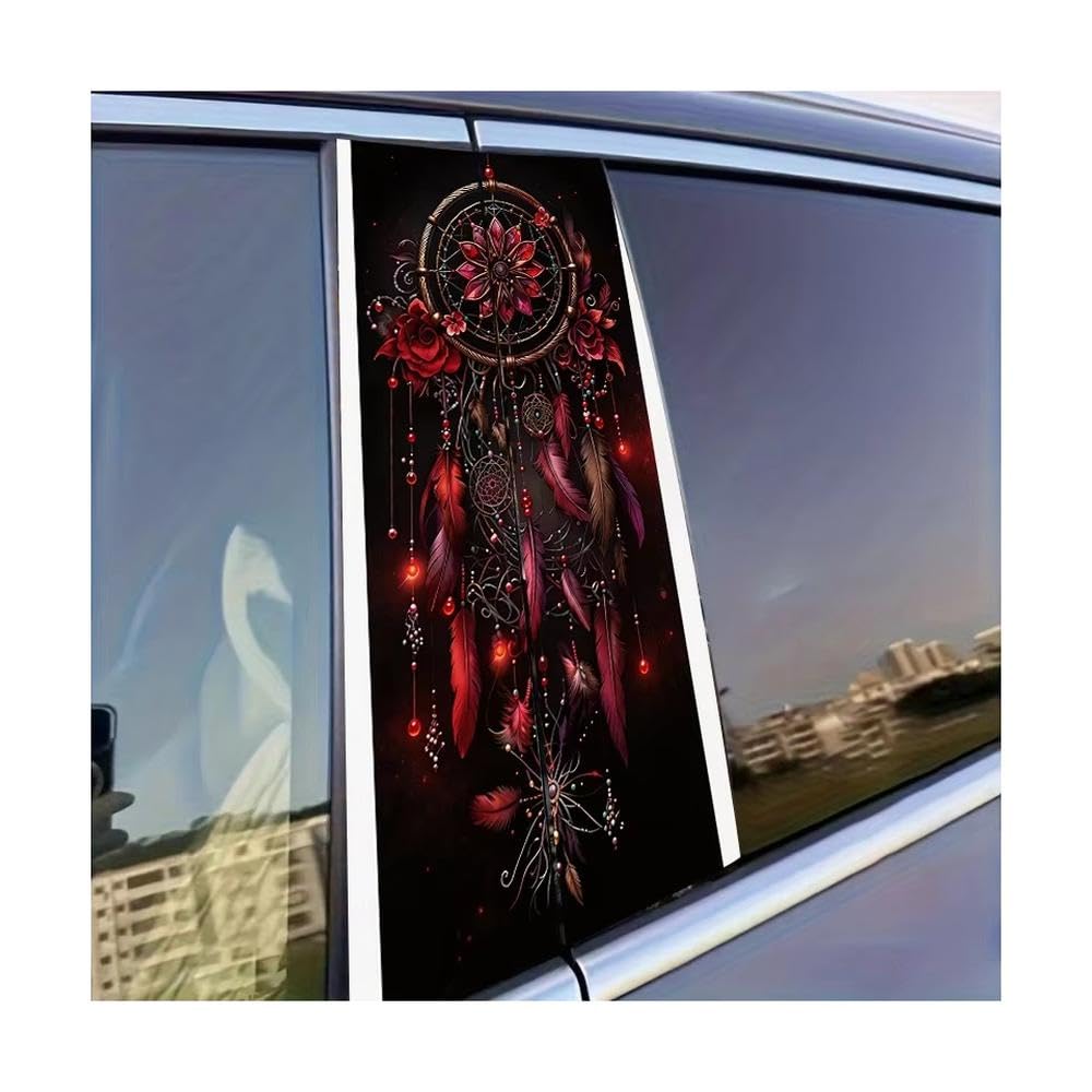 Dabhuoc One Color Car Parts 2Pcs Car Door Post Decals Dreamcatcher Glossy Protective Polyethylene Film