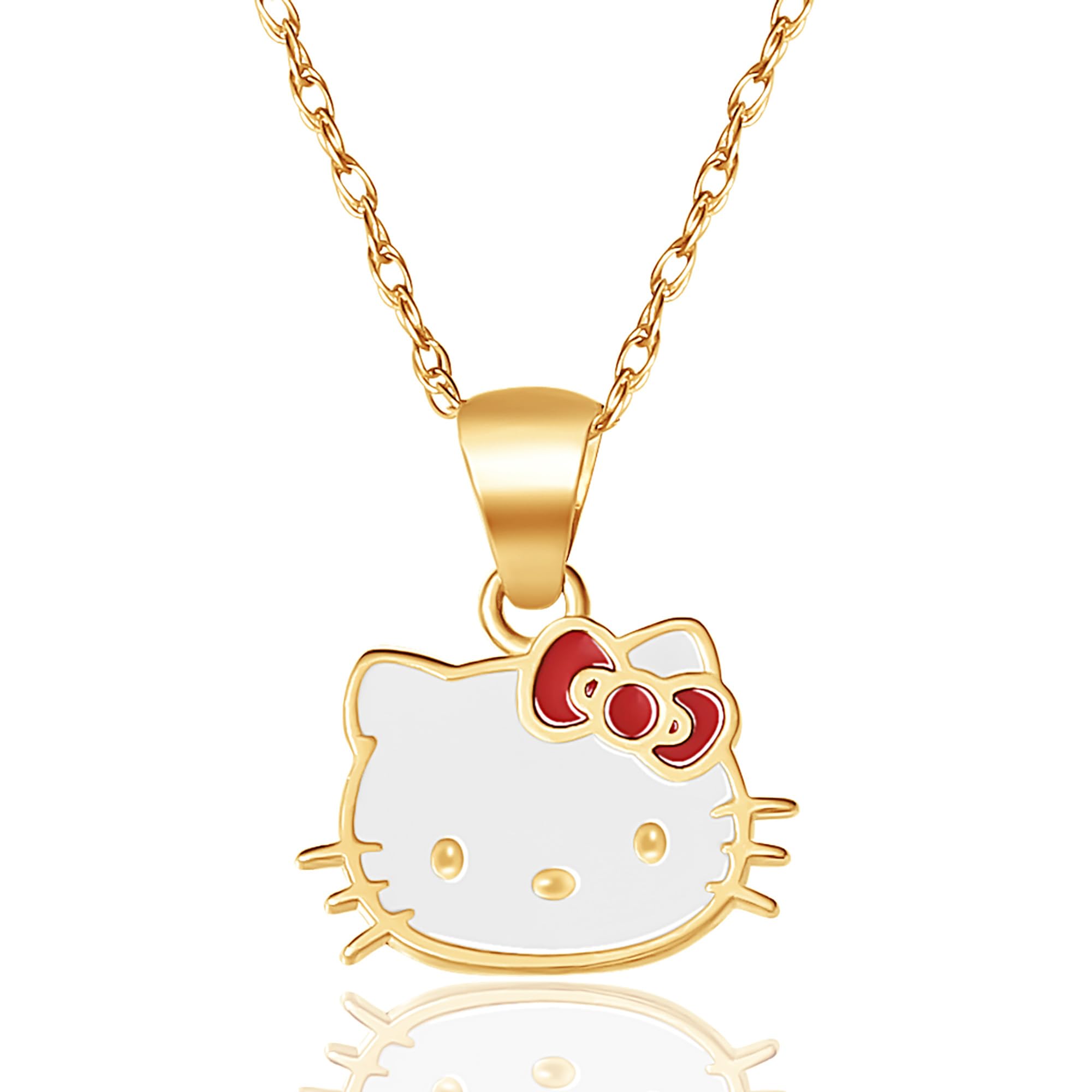 Hello KittySanrio Womens Gold Necklace 18" Official License, 10k Gold Pendant Necklace