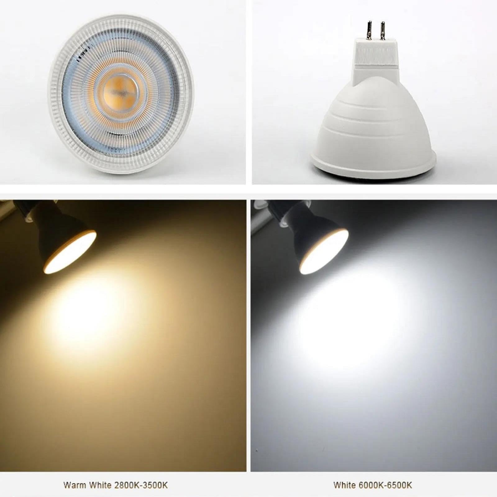 Żarówki punktowe LED MR16 GU5.3 MR16 Żarówka projektora 12 V 5 W (odpowiednik 45 W) GU5.3 Podstawa z dwoma pinami ciepła biel 2700K 6W-6 szt. Zimna biel