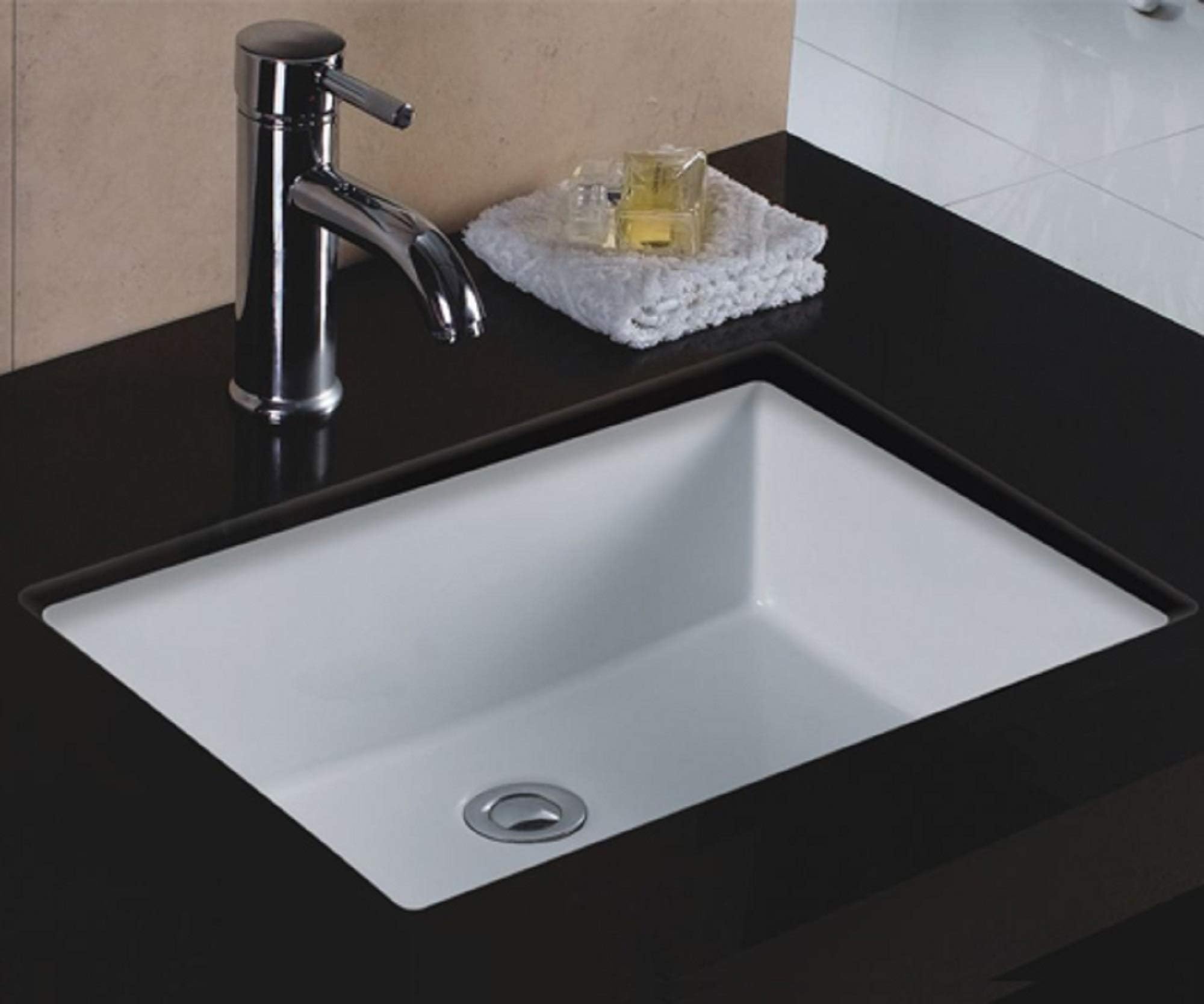 Rectangular 20 x 16 Ceramic Undermount Bathroom Sink Vanity White