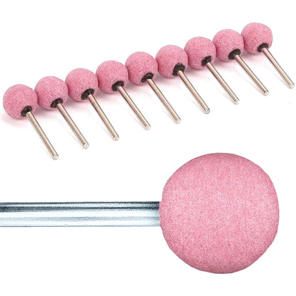 Punte rotanti con testa a sfera da 16 mm, 10 pezzi in corindone cromato, utensili rotanti per levigatura, lucidatura dei metalli, intaglio, diametro del gambo 6 mm, rosa