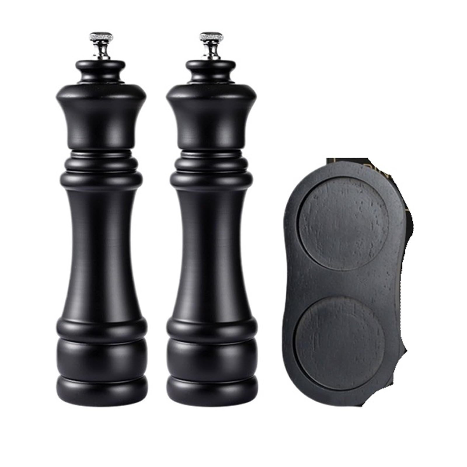 Strumenti for macinare lo shaker for spezie e sale marino in legno nero manuale for la bottiglia(2Pcs Black With Base)