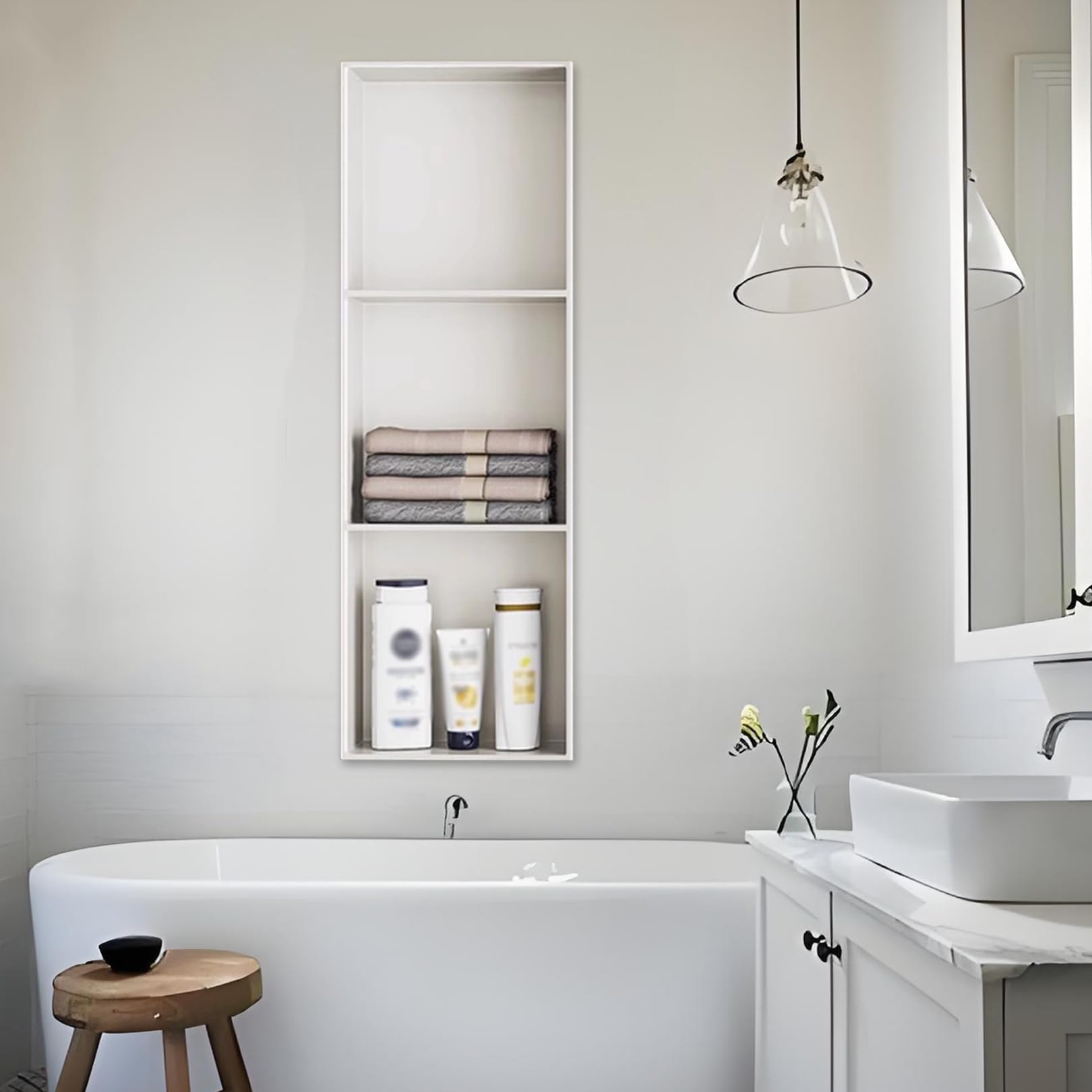 Niche de douche en acier inoxydable SUS304 encastrable et moderne pour salle de bain