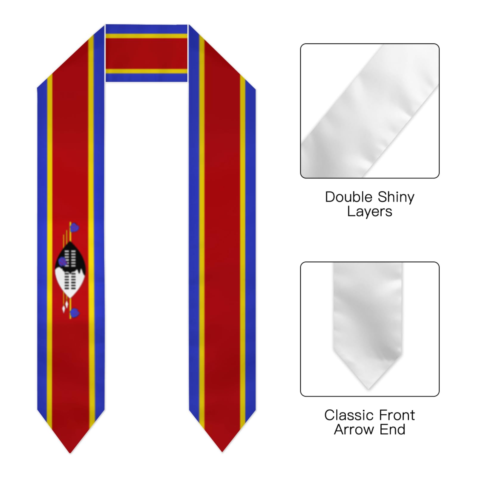Vintage Swaziland Swazi Flag Graduation Stole Shawl Sash for Men Women Unisex Adult Double Sided Lightweight Scarf Class of 2025 Graduate Gift for Study Aboard International Students