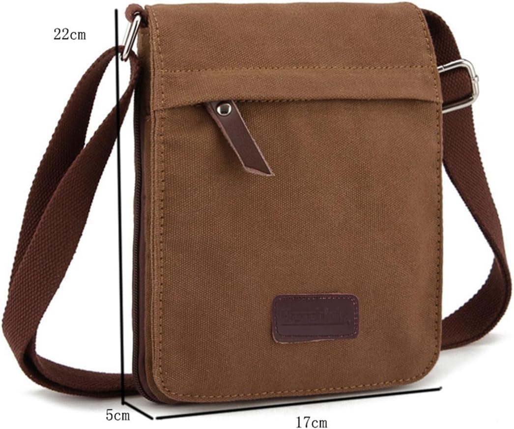 Berchirly Small Vintage Canvas Leather Messenger Crossbody Bag Pack Organizer - Image 7