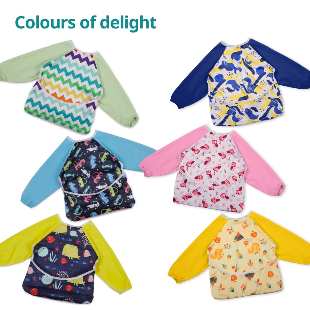 LuvLap Long Sleeve Baby Bib Cum Apron, Full Sleeve, Toddler's Leak-Free Baby Bib with Sleeves, Washable/Lightweight/Wipe able, Baby Feeding Essential, 6-24 Months, Bib Shirt with Pocket, Blue - Image 8 thumbnail