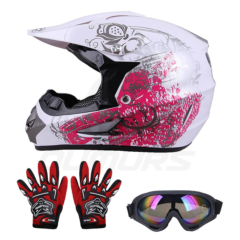 OUMURS DOT Kids Dirt Bike Helmets Motocross Helmet for Youth Boys Girls 5-14 Ages ,Four Wheeler Helmet Kids, Motocross BMX MX UTV Snowmobile Go Kart Full Riding Dirt Bike Racing Skateboard Baseball