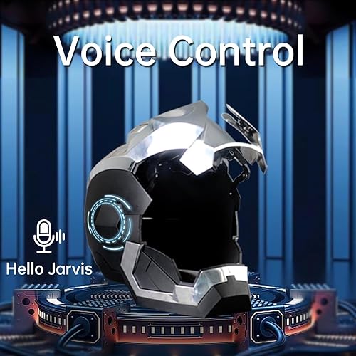 Miniatura 6 de Casco electrónico de máquina de guerra Iron Mans para adultos, control de voz, detección, control remoto para abrircerrar con sonidos y ojos LED,