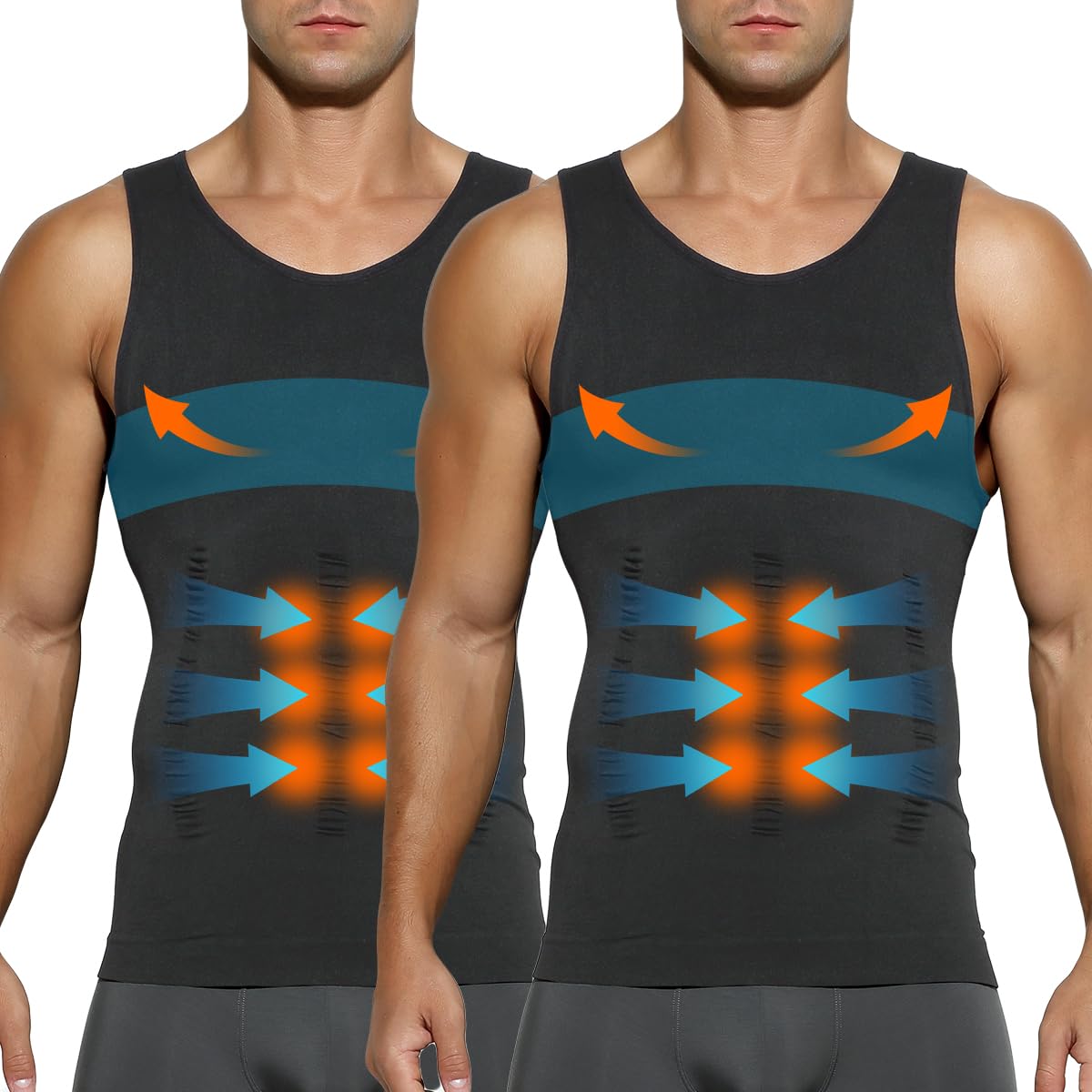 Casey Kevin 2er Pack Shapewear Herren Kompressionsshirt Herren Bauchweg Unterhemd Tank Top